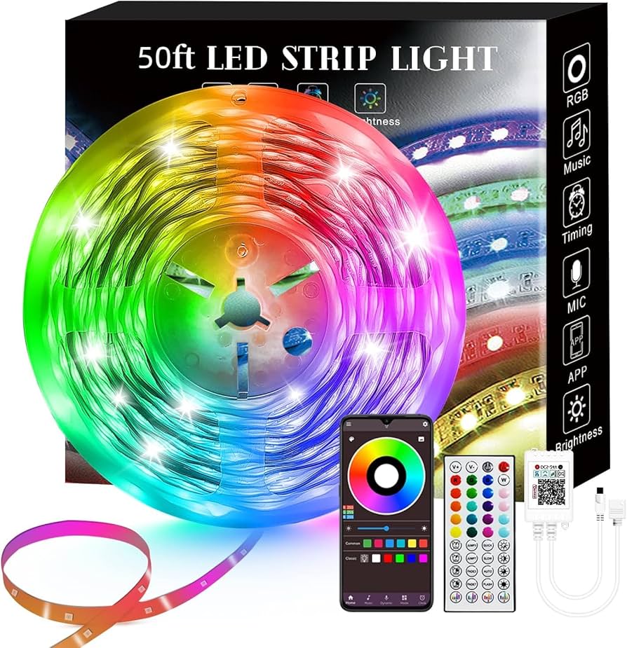 RGB LED Light Strip with 44-Key Remote – Multi-Length Ambient Lighting