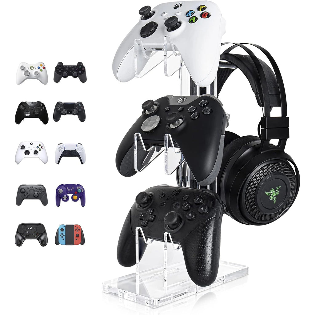 Universal 3-Layer Controller & Headset Stand – Multi-Platform Gaming Accessories