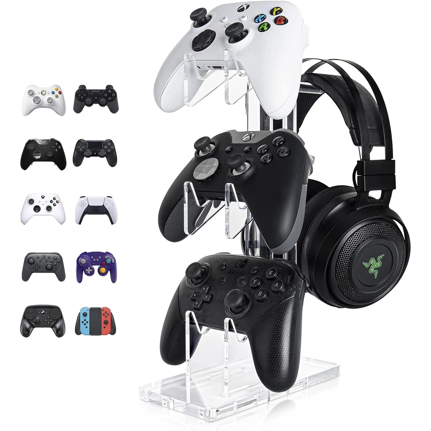 Universal 3-Layer Controller & Headset Stand – Multi-Platform Gaming Accessories