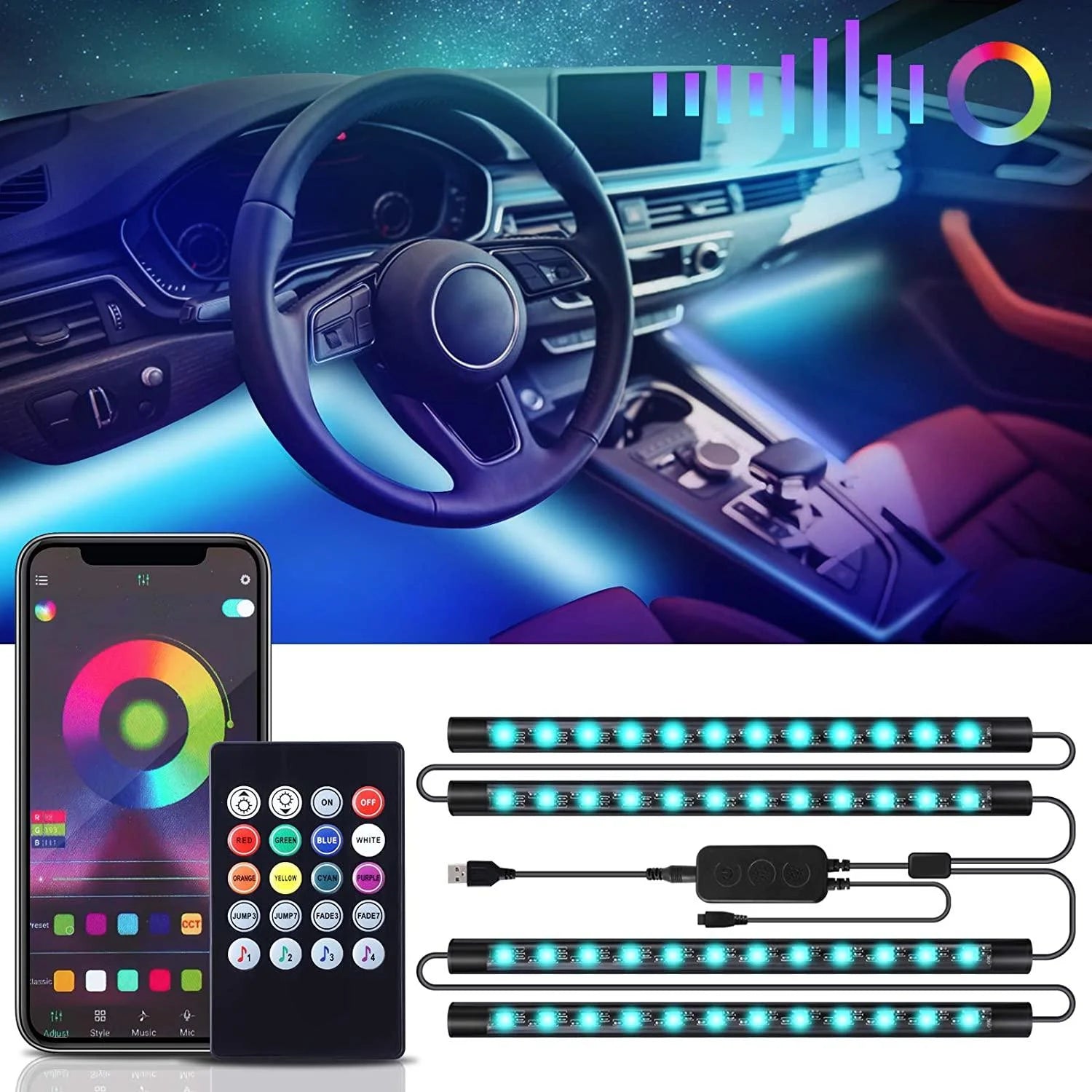 RGB Ambient Footwell Car Lights